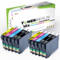 Preview: 10er Multipack Set Rebuilt Druckerpatronen kompatibel für Epson T0711 T0712 T0713 T0714 (4x Schwarz, 2x Cyan, 2x Magenta, 2x Gelb)