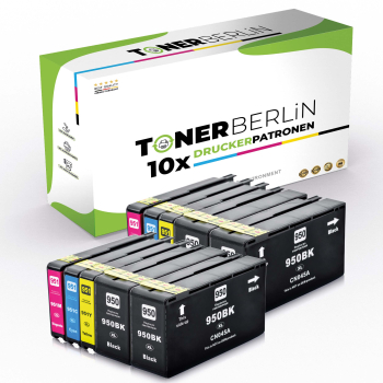 10er Multipack Set Rebuilt Druckerpatronen kompatibel für HP 950XL 951XL (4x Schwarz, 2x Cyan, 2x Magenta, 2x Gelb)