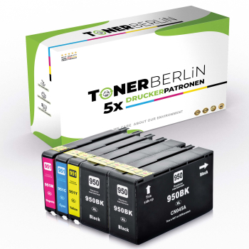 5er Multipack Set Rebuilt Druckerpatronen kompatibel für HP 950XL 951XL (2x Schwarz, 1x Cyan, 1x Magenta, 1x Gelb)