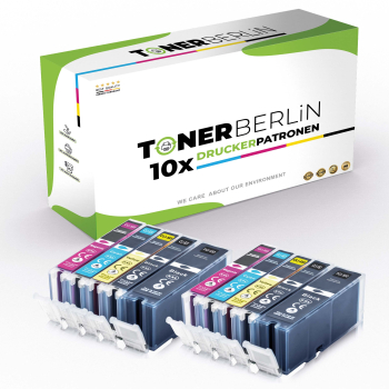 10er Multipack Set Rebuilt Druckerpatronen kompatibel für Canon PGI-550PGBKXL CLI-551BKXL CLI-551CXL CLI-551MXL CLI-551YXL (2x Pigment Schwarz, 2x Schwarz, 2x Cyan, 2x Magenta, 2x Gelb)