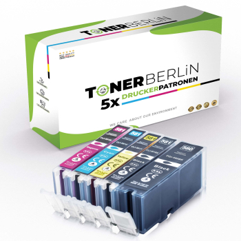 5er Multipack Set Rebuilt Druckerpatronen kompatibel für Canon PGI-580PGBKXL CLI-581BKXXL CLI-581CXXL CLI-581MXXL CLI-581YXXL (1x Pigment Schwarz, 1x Schwarz, 1x Cyan, 1x Magenta, 1x Gelb)