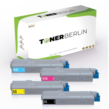 4er Set Rebuilt Toner kompatibel für OKI 46490605 46490606 46490607 46490608 Schwarz, Cyan, Magenta, Gelb