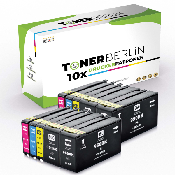 10er Multipack Set Kompatibel für HP 950XL 951XL Druckerpatronen (4x Schwarz, 2x Cyan, 2x Magenta, 2x Gelb)