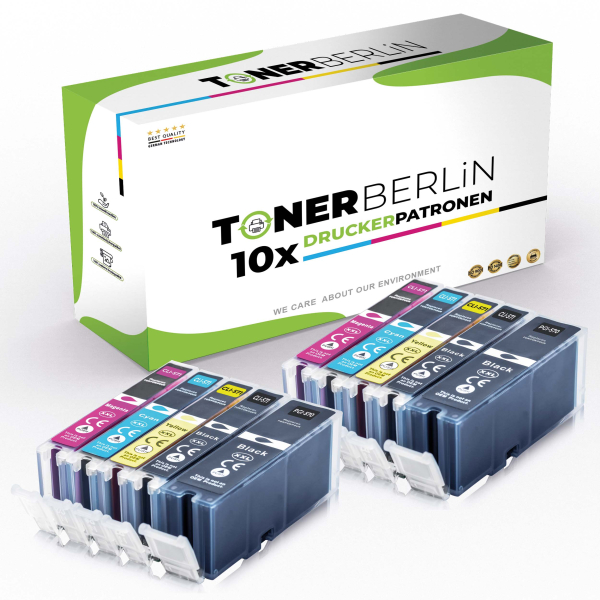 10er Multipack Set Rebuilt Druckerpatronen kompatibel für Canon PGI-570XLPGBK CLI-571XLBK CLI-571XLC CLI-571XLM CLI-571XLY (2x Photo Schwarz, 2x Schwarz, 2x Cyan, 2x Magenta, 2x Gelb)